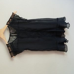 Work Wear See Through Tank Floral Lace Keyhole Button Up